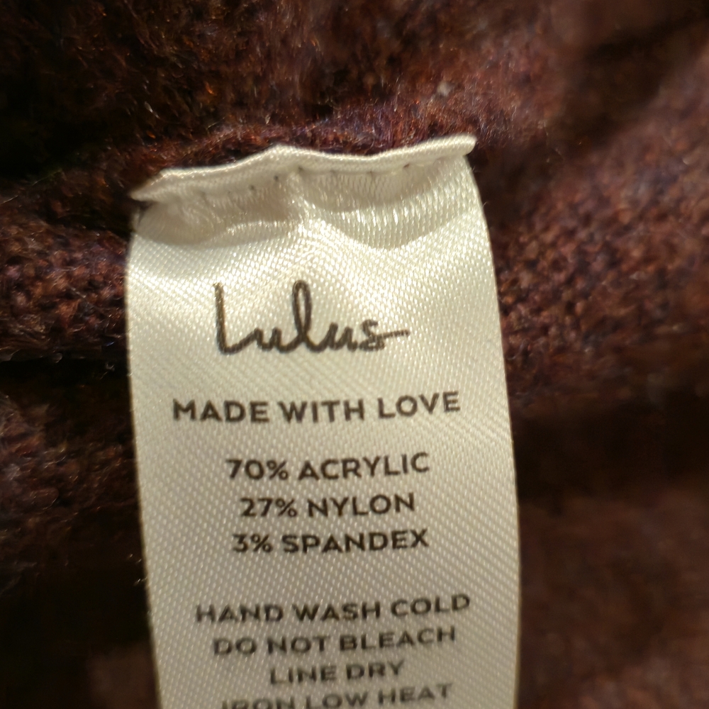 Lulu's Medium Long Sleeve Knit Burgandy Turtleneck Dress - Picture 7 of 7